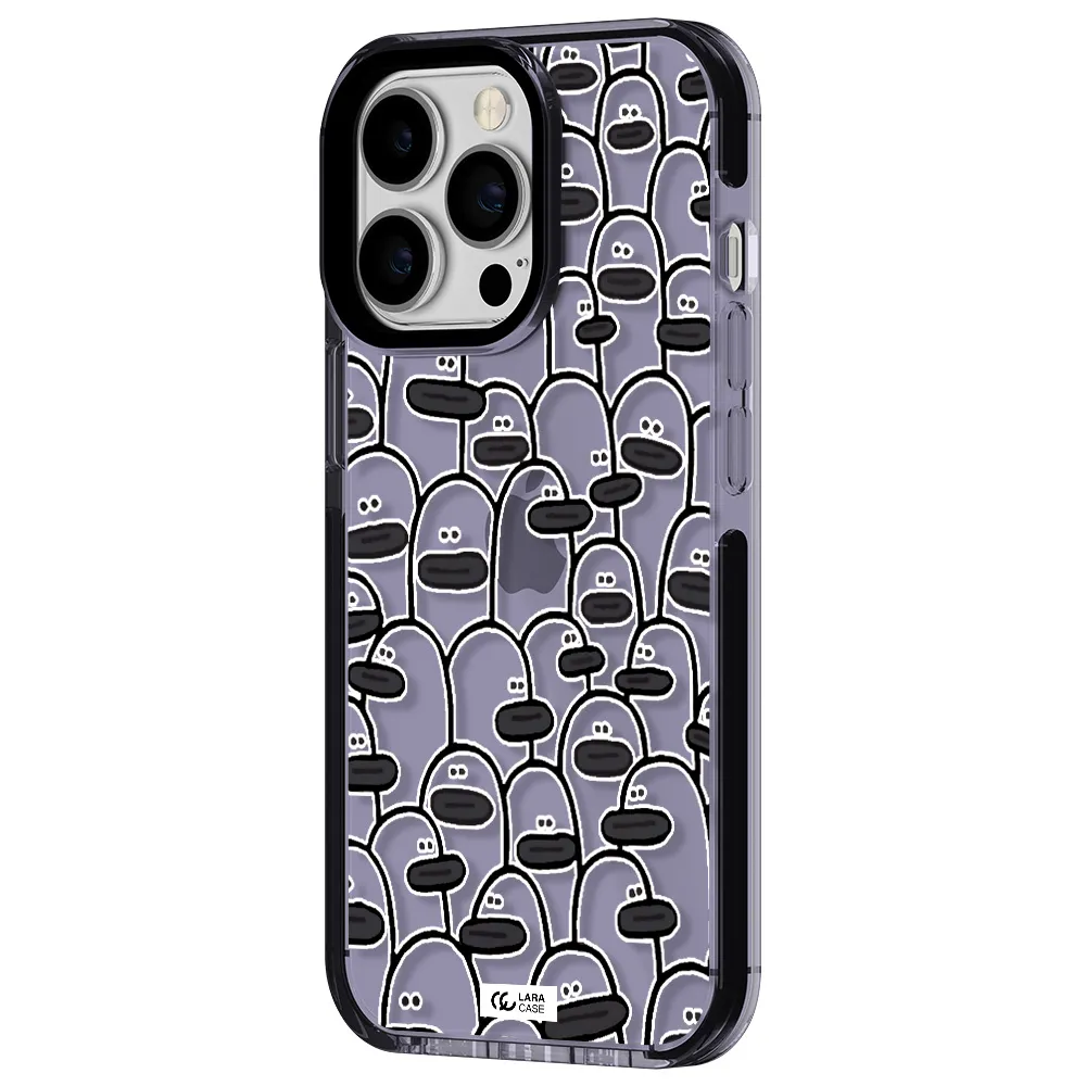 a group of white and black cartoon characters Apple iPhone 13 Pro impact Lilac Case