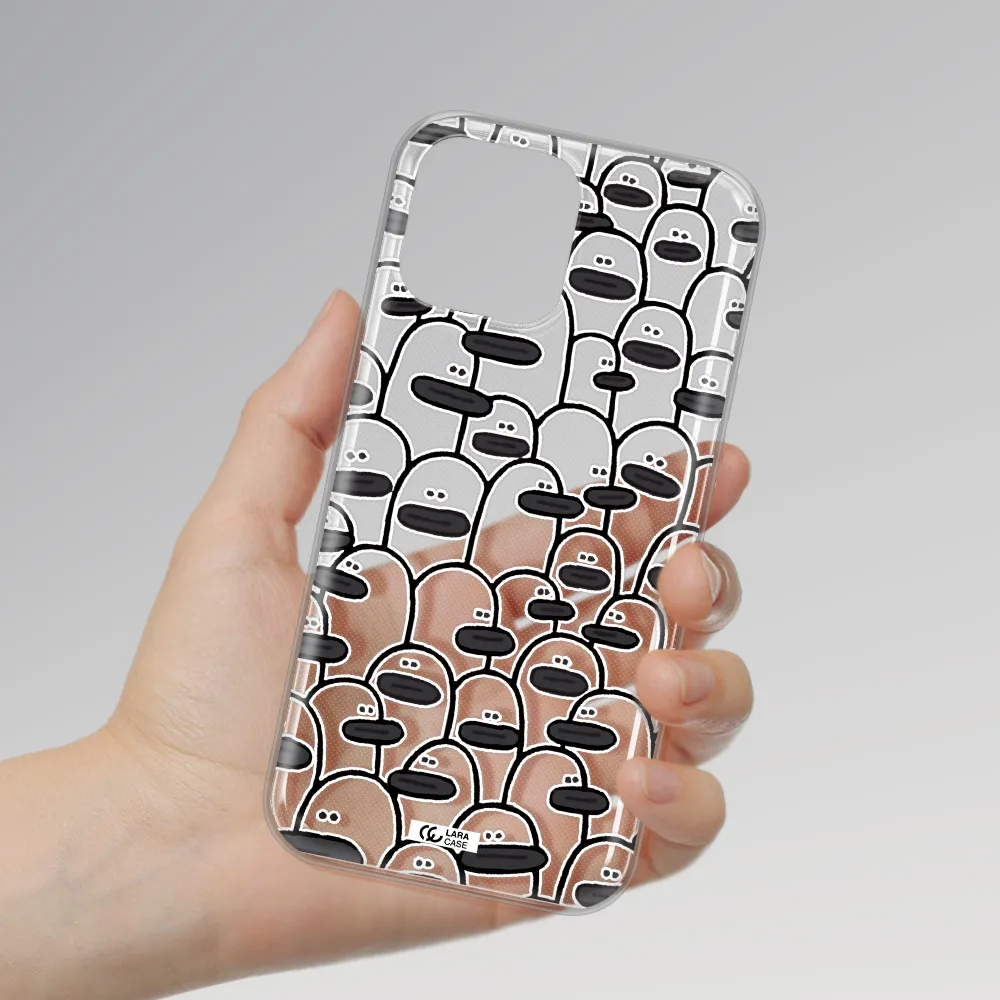 a group of white and black cartoon characters Apple iPhone 13 Pro Max Clear TPU Case