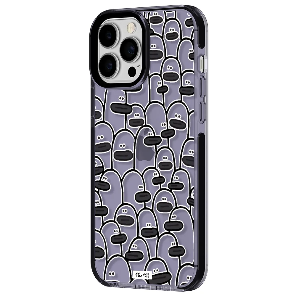 a group of white and black cartoon characters Apple iPhone 13 Pro Max impact Lilac Case