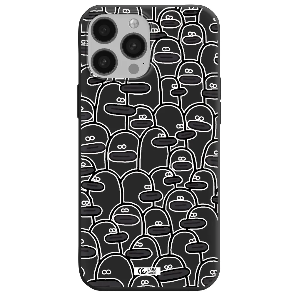 a group of white and black cartoon characters Apple iPhone 13 Pro Silicone black Case