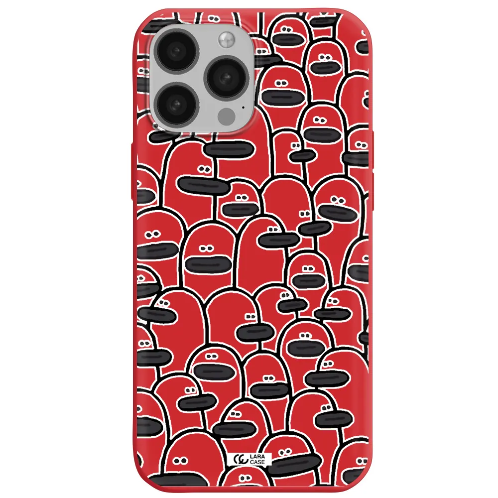 a group of white and black cartoon characters Apple iPhone 13 Pro Silicone Imperial Red Case