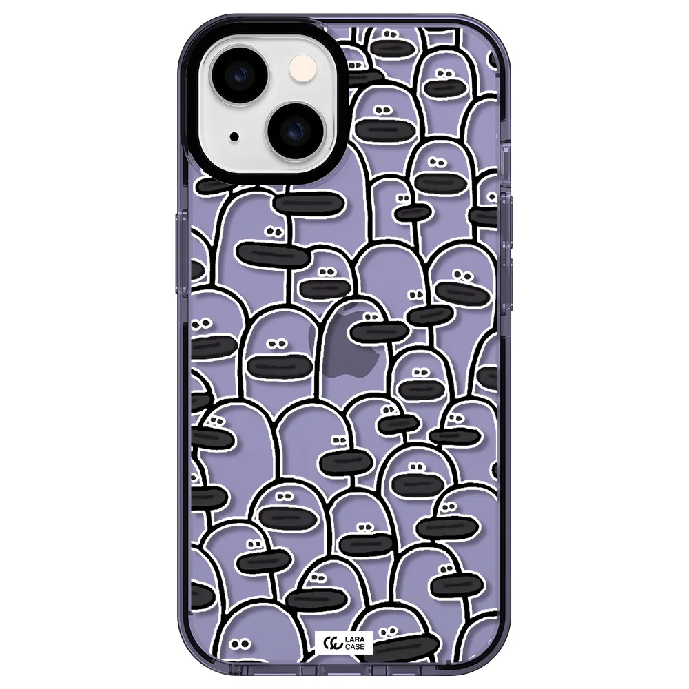 a group of white and black cartoon characters Apple iPhone 14 impact Lilac Case