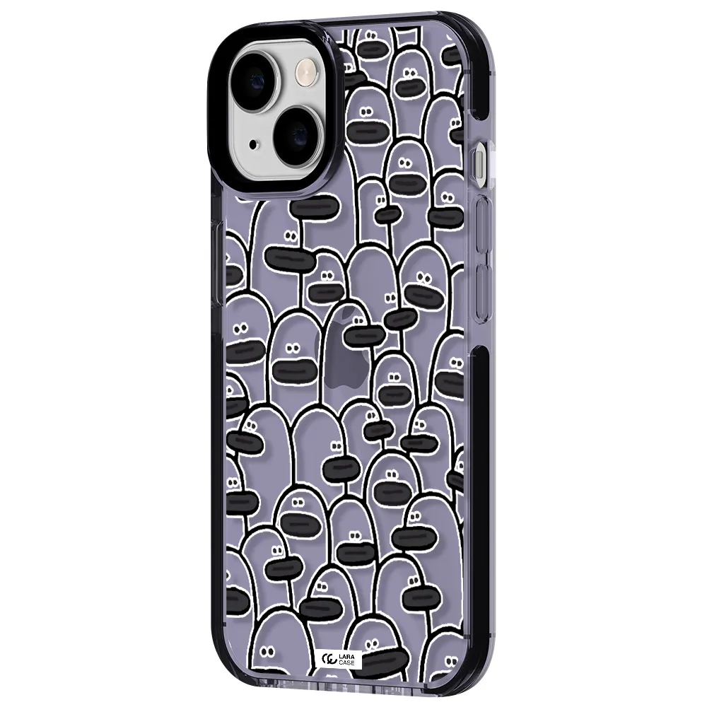 a group of white and black cartoon characters Apple iPhone 14 impact Lilac Case