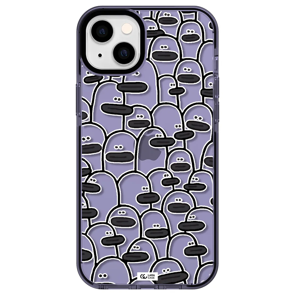 a group of white and black cartoon characters Apple iPhone 14 plus impact Lilac Case