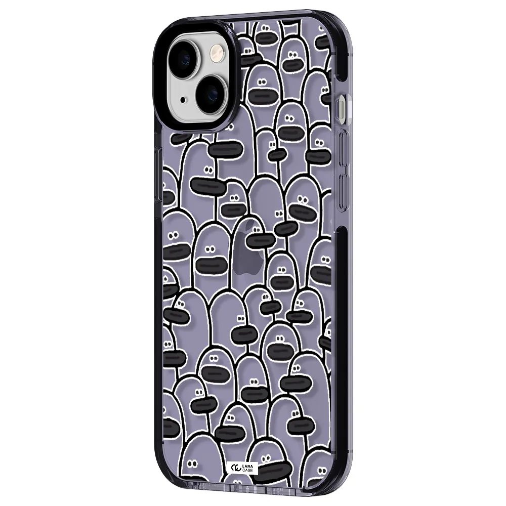 a group of white and black cartoon characters Apple iPhone 14 plus impact Lilac Case