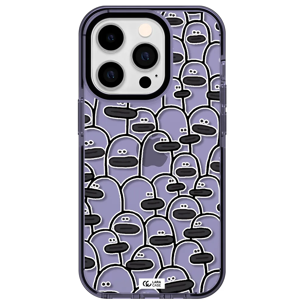a group of white and black cartoon characters Apple iPhone 14 pro impact Lilac Case
