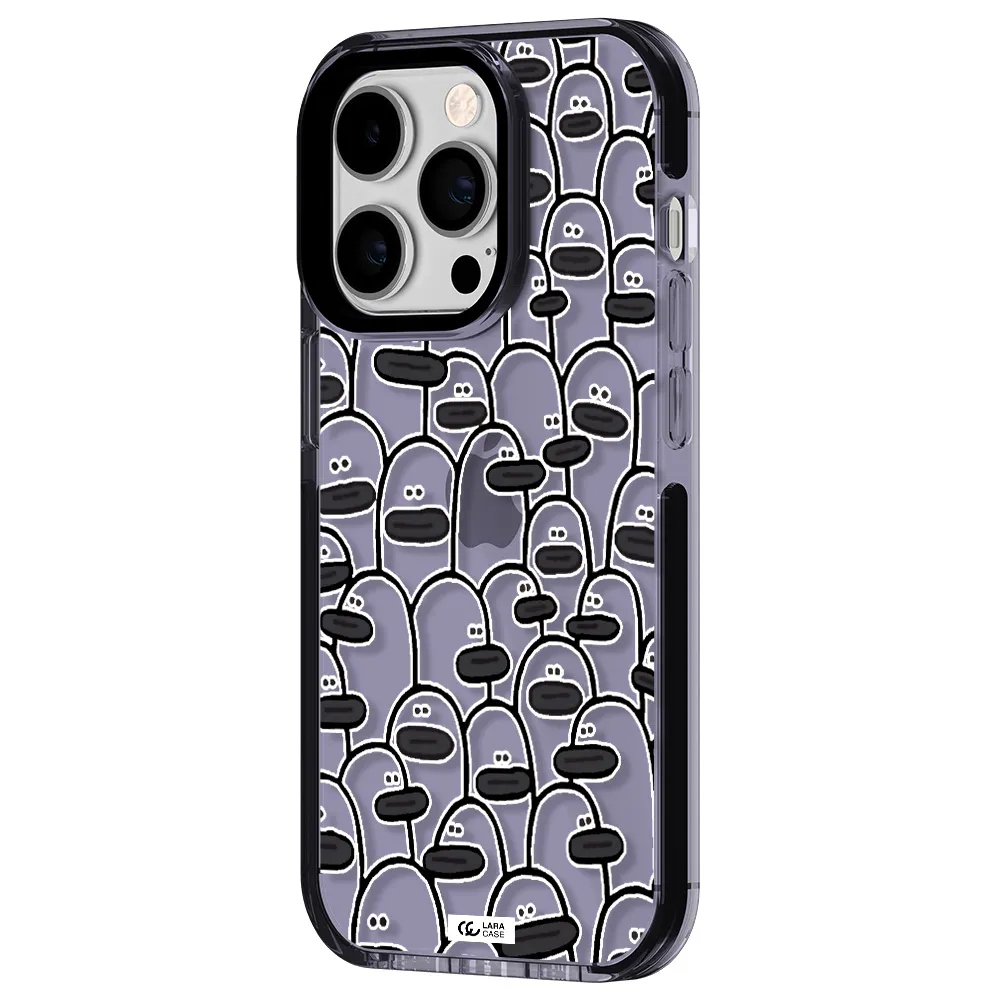 a group of white and black cartoon characters Apple iPhone 14 pro impact Lilac Case