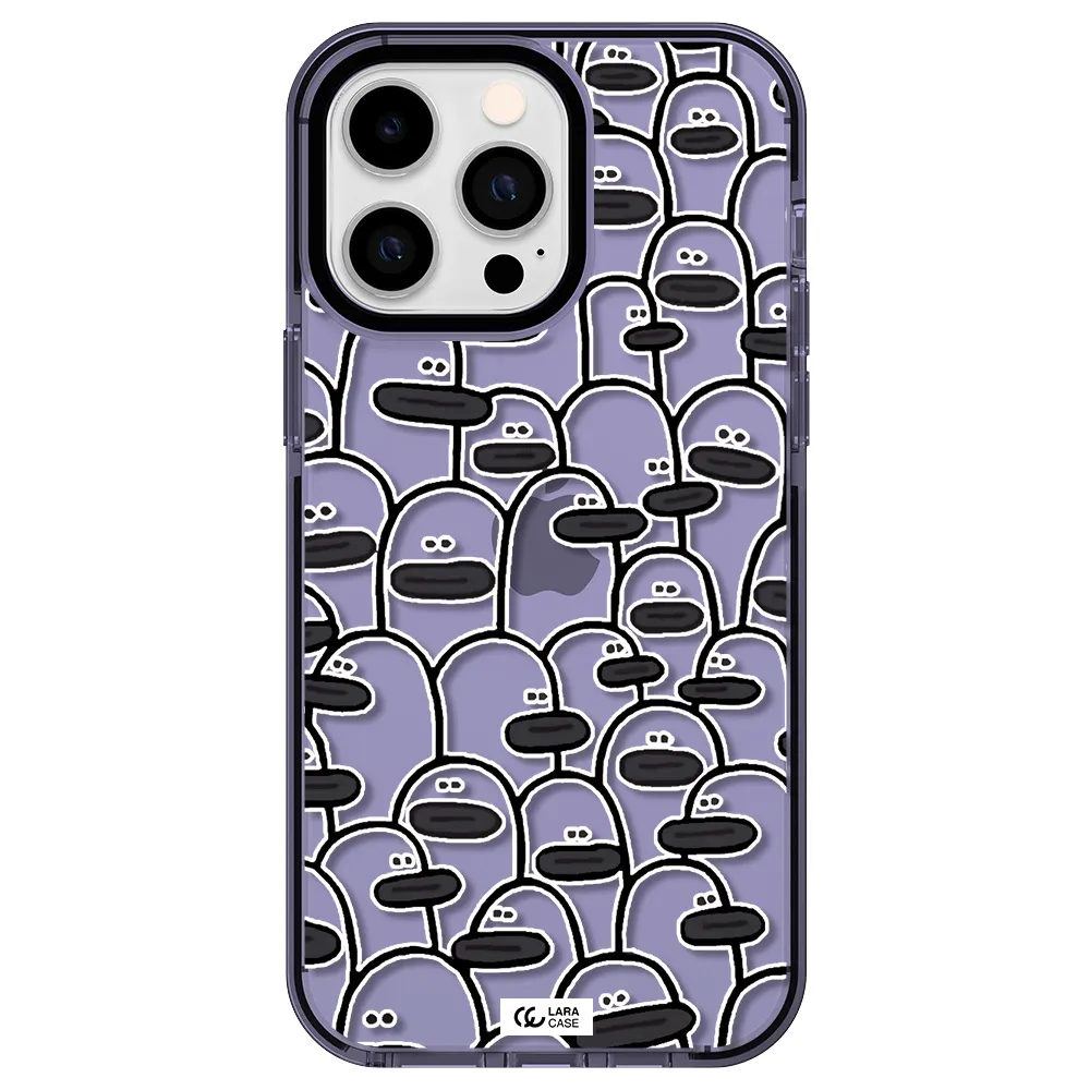 a group of white and black cartoon characters Apple iPhone 14 pro max impact Lilac Case