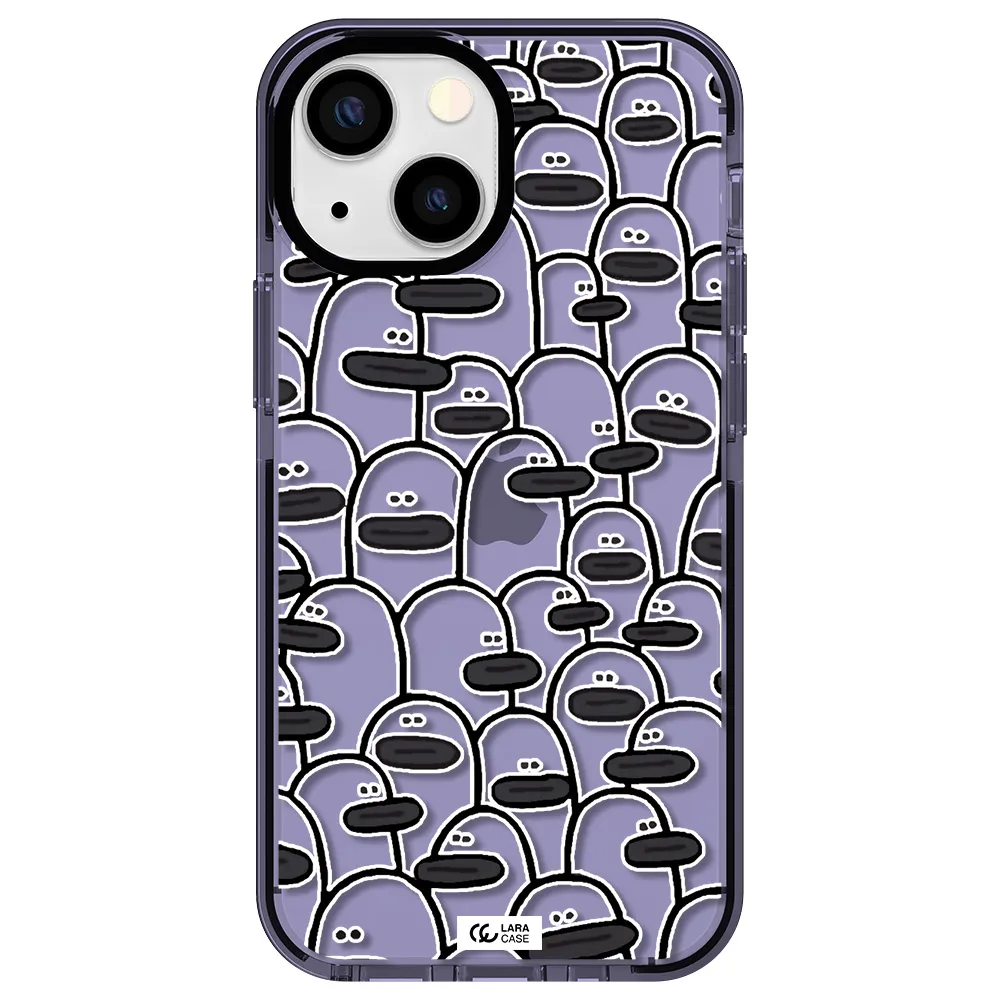 a group of white and black cartoon characters Apple iPhone 15 impact Lilac Case