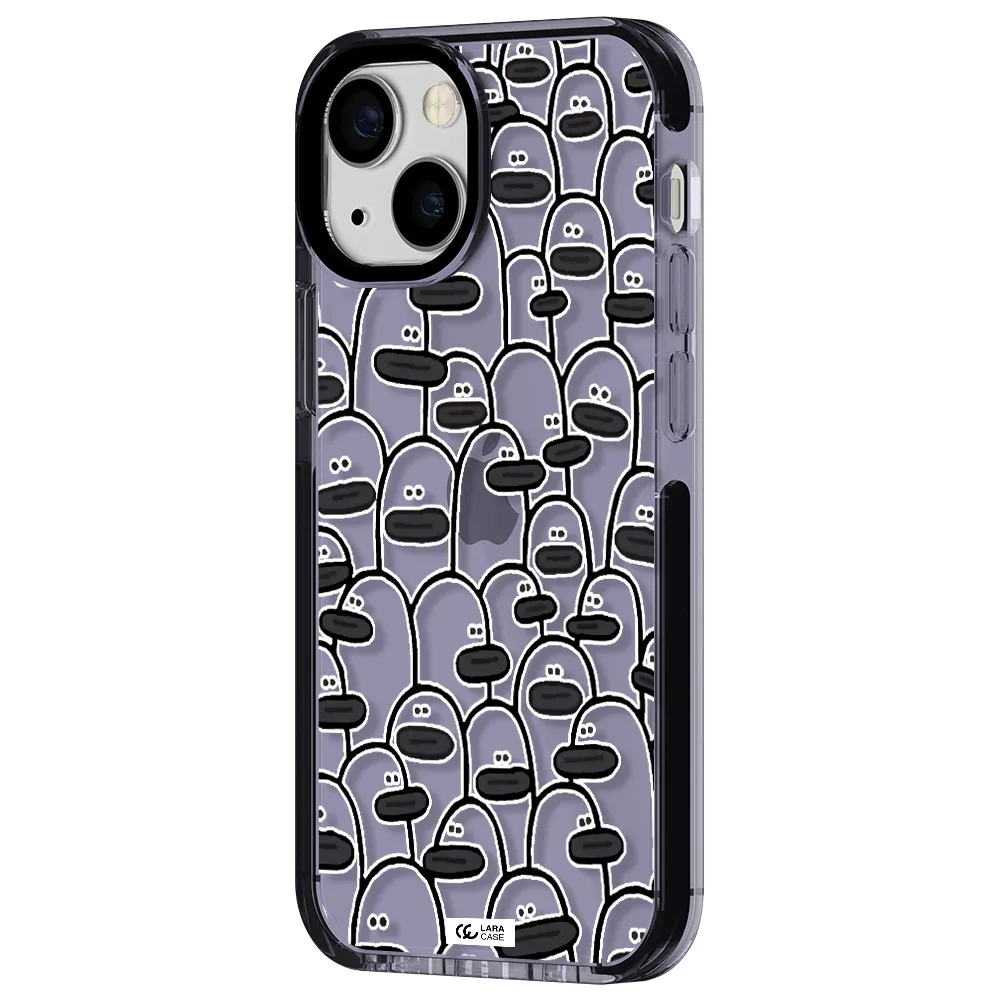 a group of white and black cartoon characters Apple iPhone 15 impact Lilac Case
