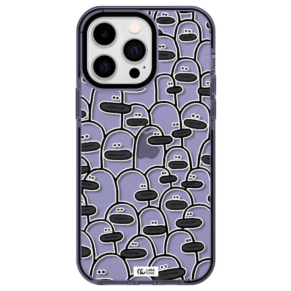 a group of white and black cartoon characters Apple iPhone 15 Pro impact Lilac Case