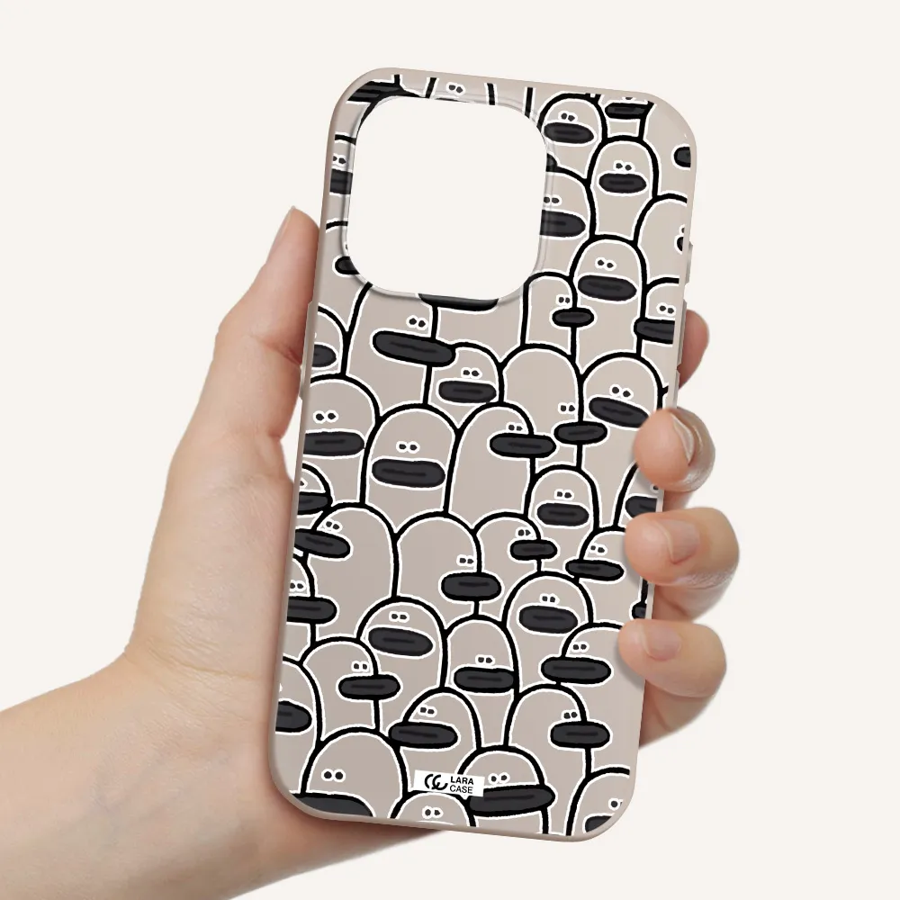 A Group Of White And Black Cartoon Characters Apple Iphone 15 Pro Silicone Stone Case