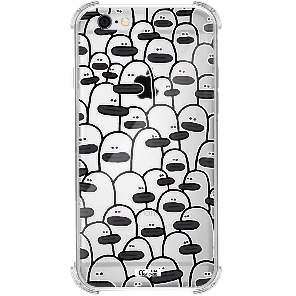 a group of white and black cartoon characters Apple iPhone 6 Clear PC Case