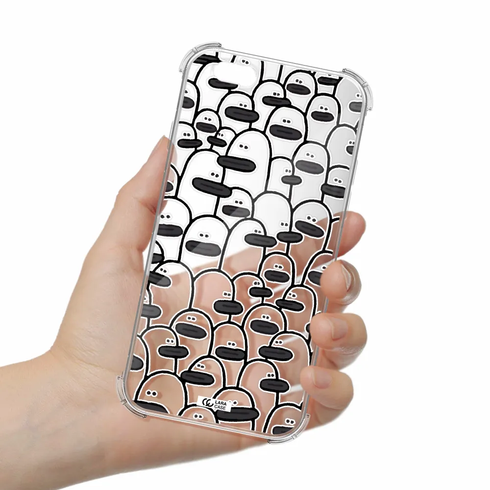 a group of white and black cartoon characters Apple iPhone 6 Clear PC Case