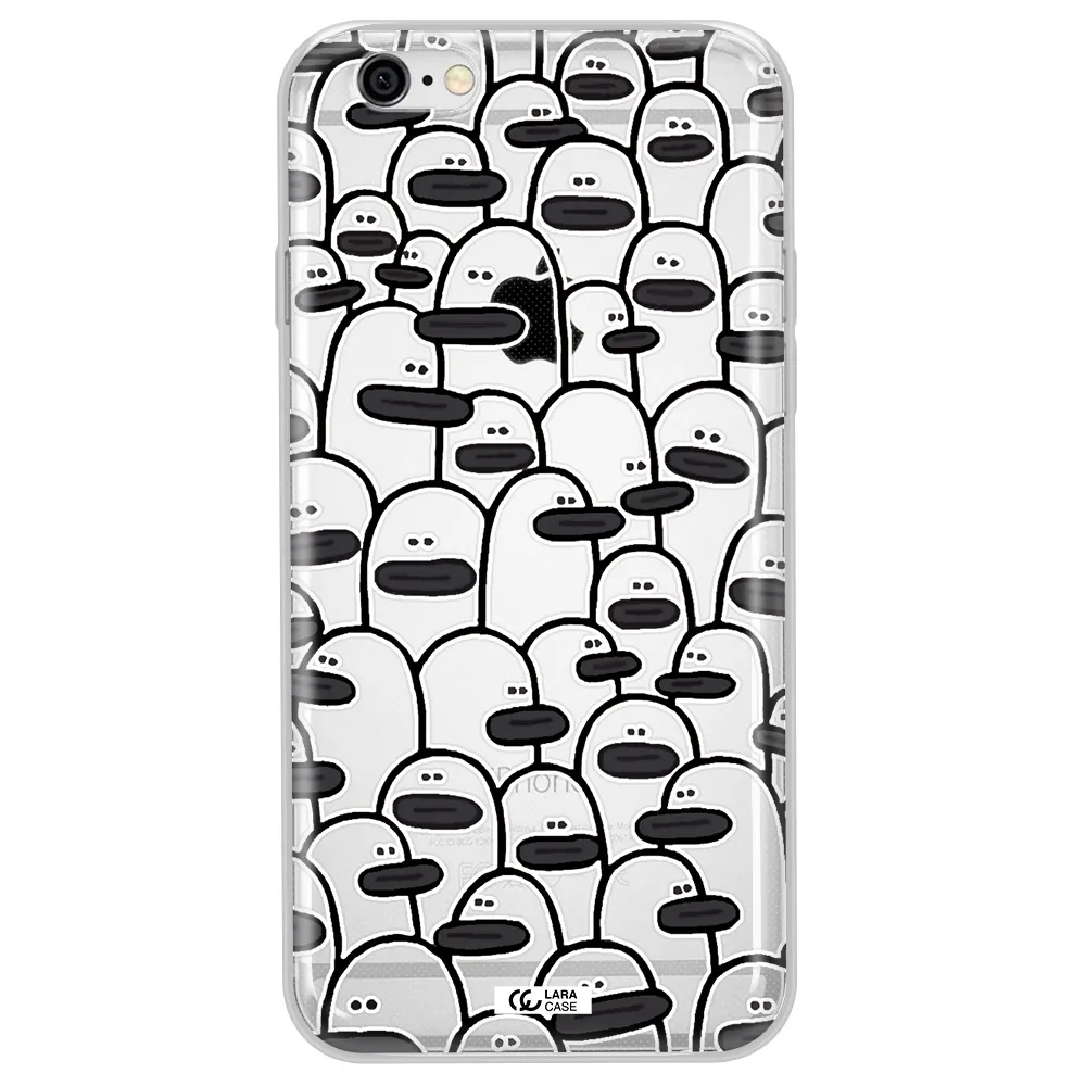 a group of white and black cartoon characters Apple iPhone 6 Clear TPU Case