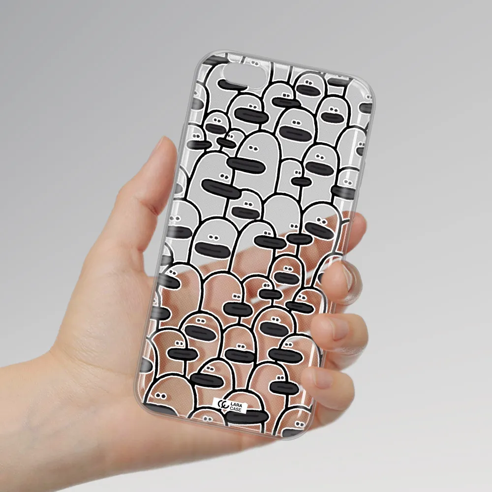 a group of white and black cartoon characters Apple iPhone 6 Clear TPU Case
