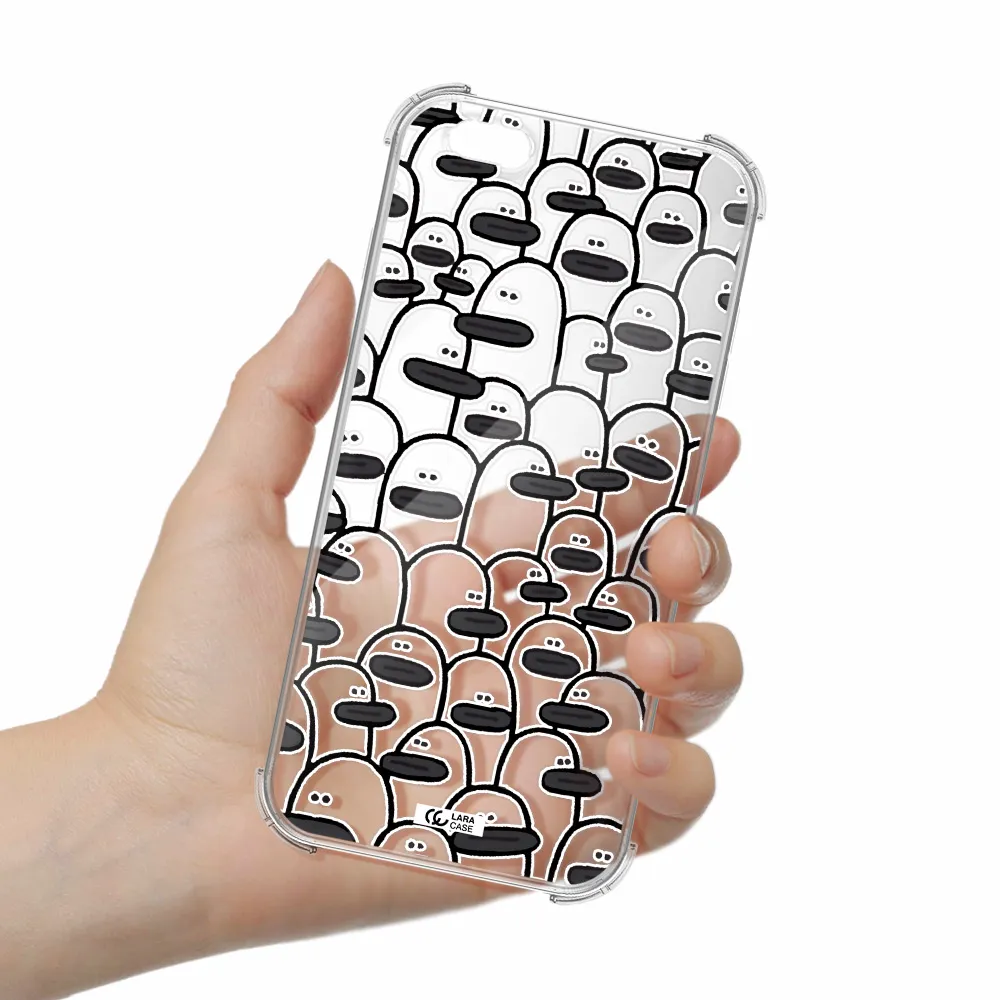 a group of white and black cartoon characters Apple iPhone 6 plus Clear PC Case