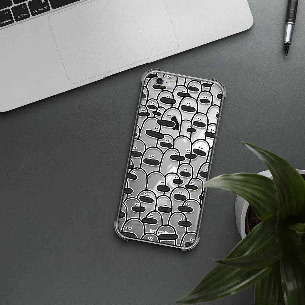 a group of white and black cartoon characters Apple iPhone 6 plus Clear PC Case