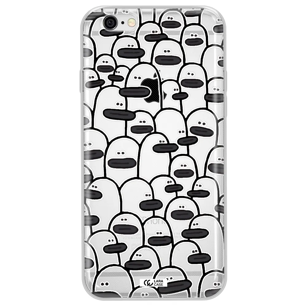 a group of white and black cartoon characters Apple iPhone 6 plus Clear TPU Case