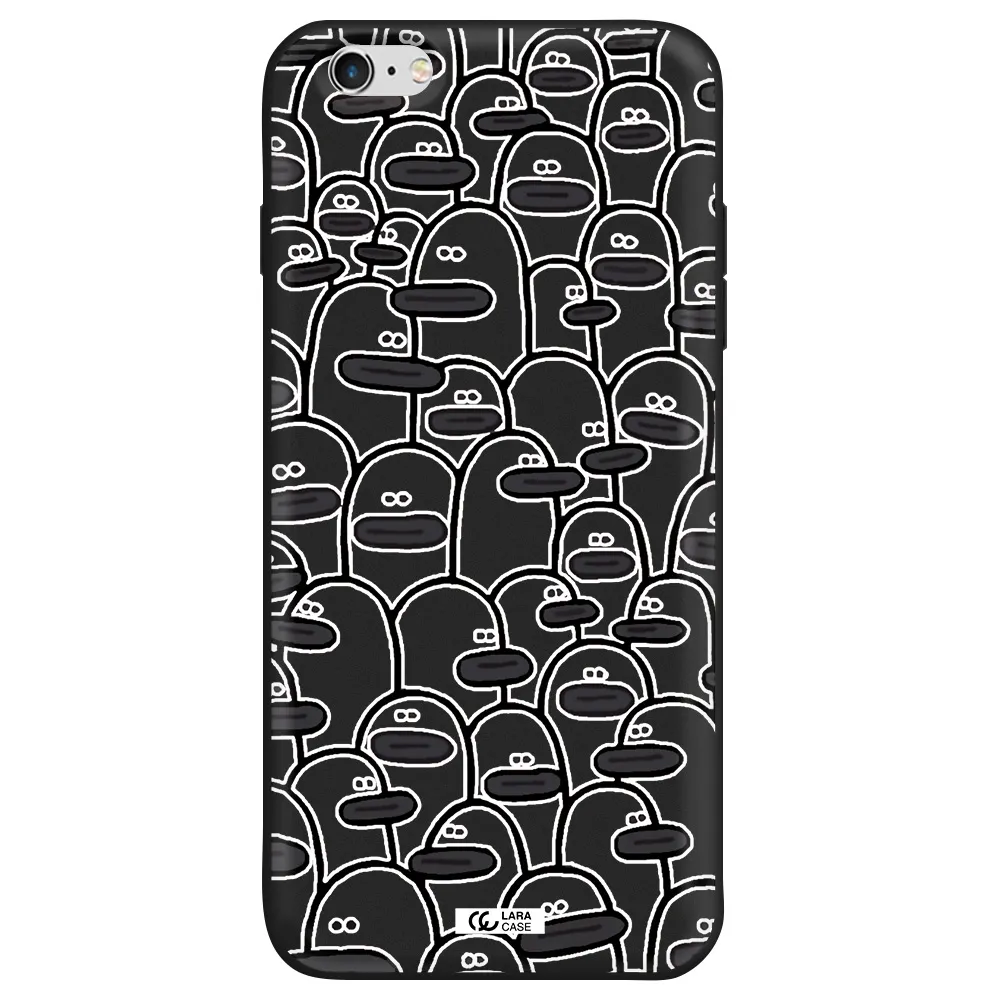 a group of white and black cartoon characters Apple iPhone 6 plus Silicone black Case