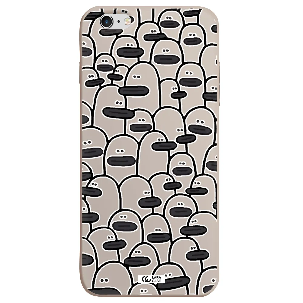 a group of white and black cartoon characters Apple iPhone 6 plus Silicone Stone Case