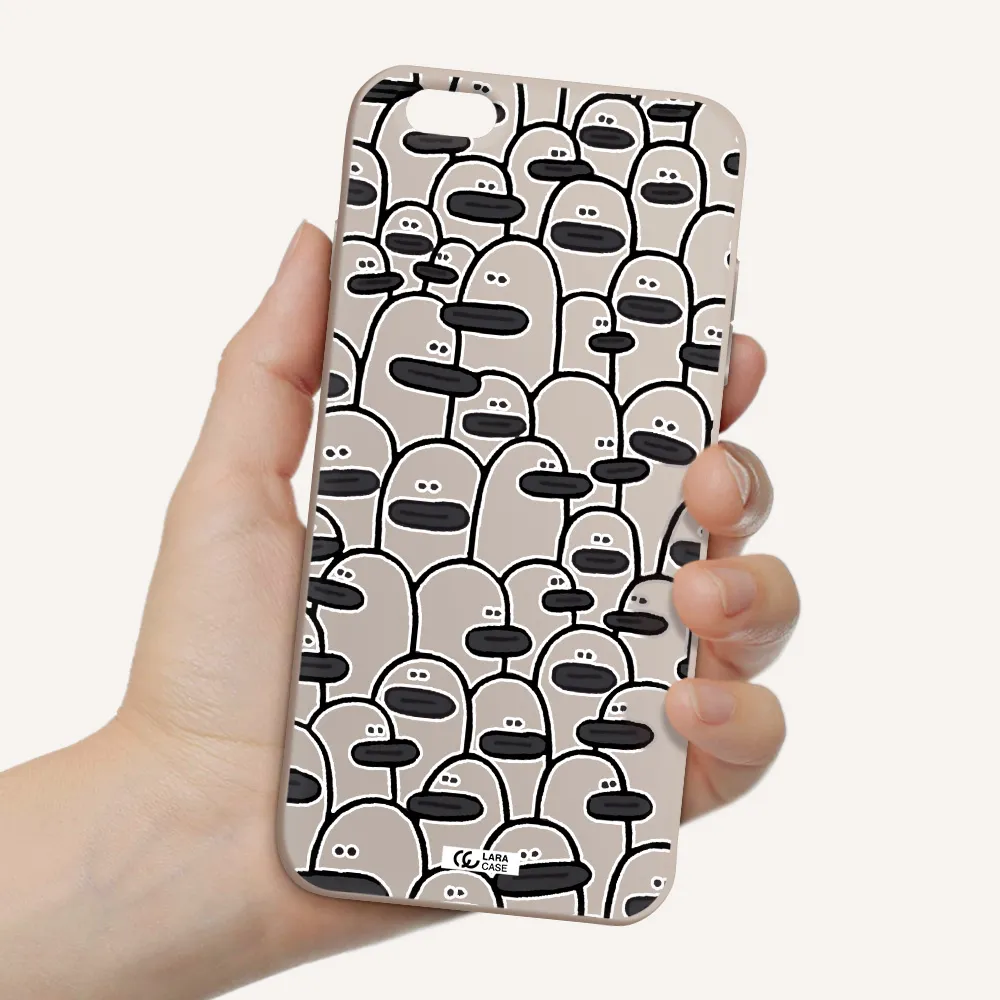 a group of white and black cartoon characters Apple iPhone 6 plus Silicone Stone Case