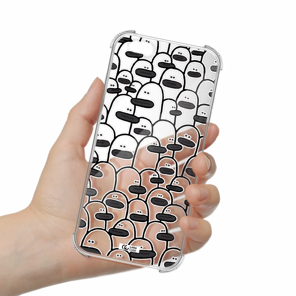 a group of white and black cartoon characters Apple iPhone 6 s plus Clear PC Case