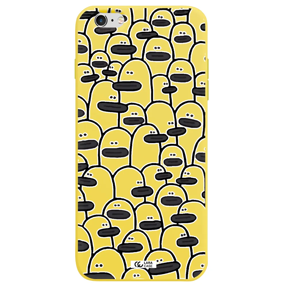 a group of white and black cartoon characters Apple iPhone 6 s plus Silicone canary yellow Case