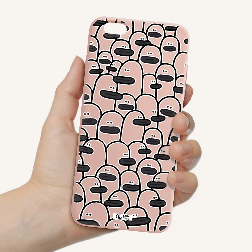 a group of white and black cartoon characters Apple iPhone 6 s plus Silicone pastel pink Case