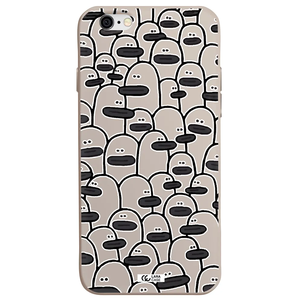 a group of white and black cartoon characters Apple iPhone 6 Silicone Stone Case