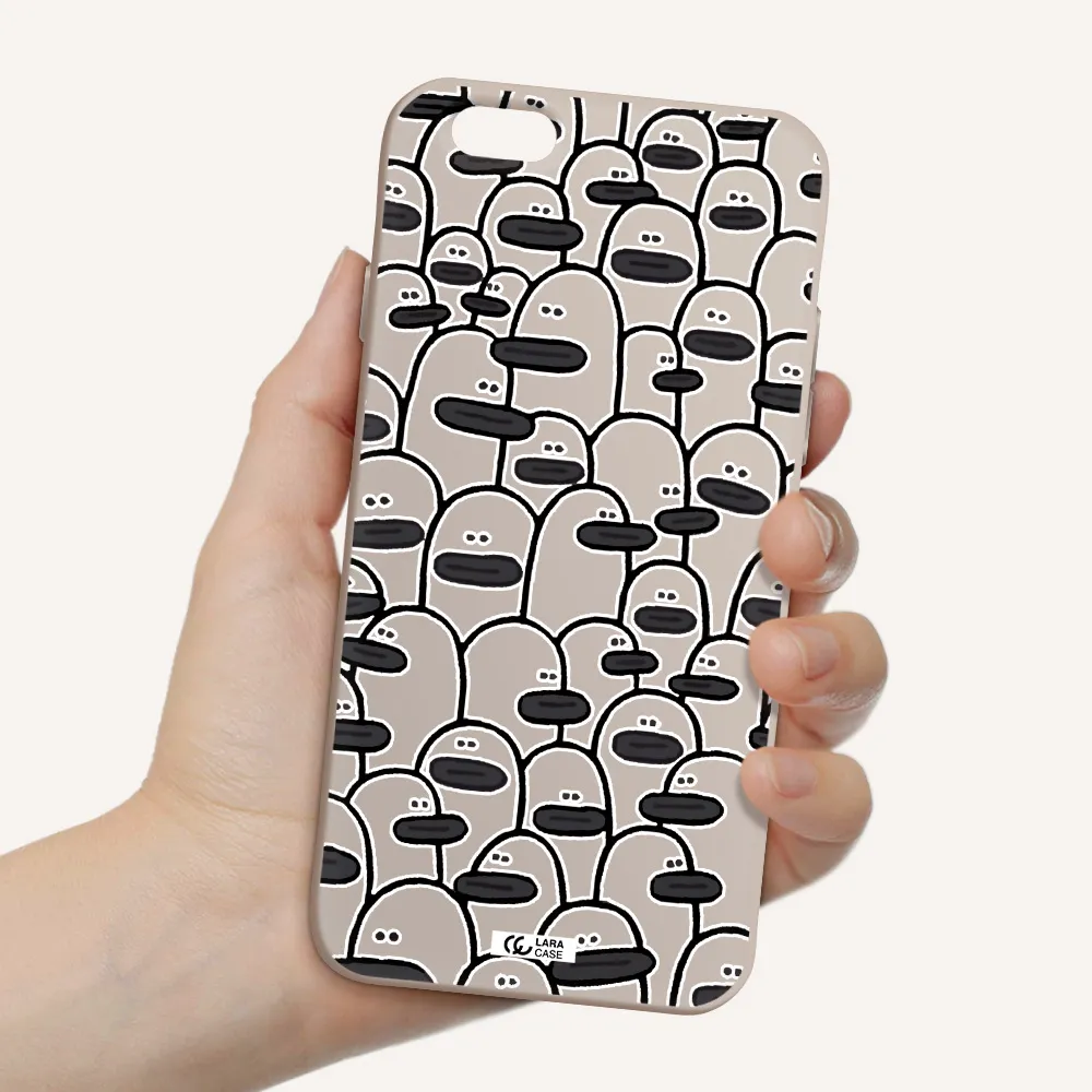 a group of white and black cartoon characters Apple iPhone 6 Silicone Stone Case