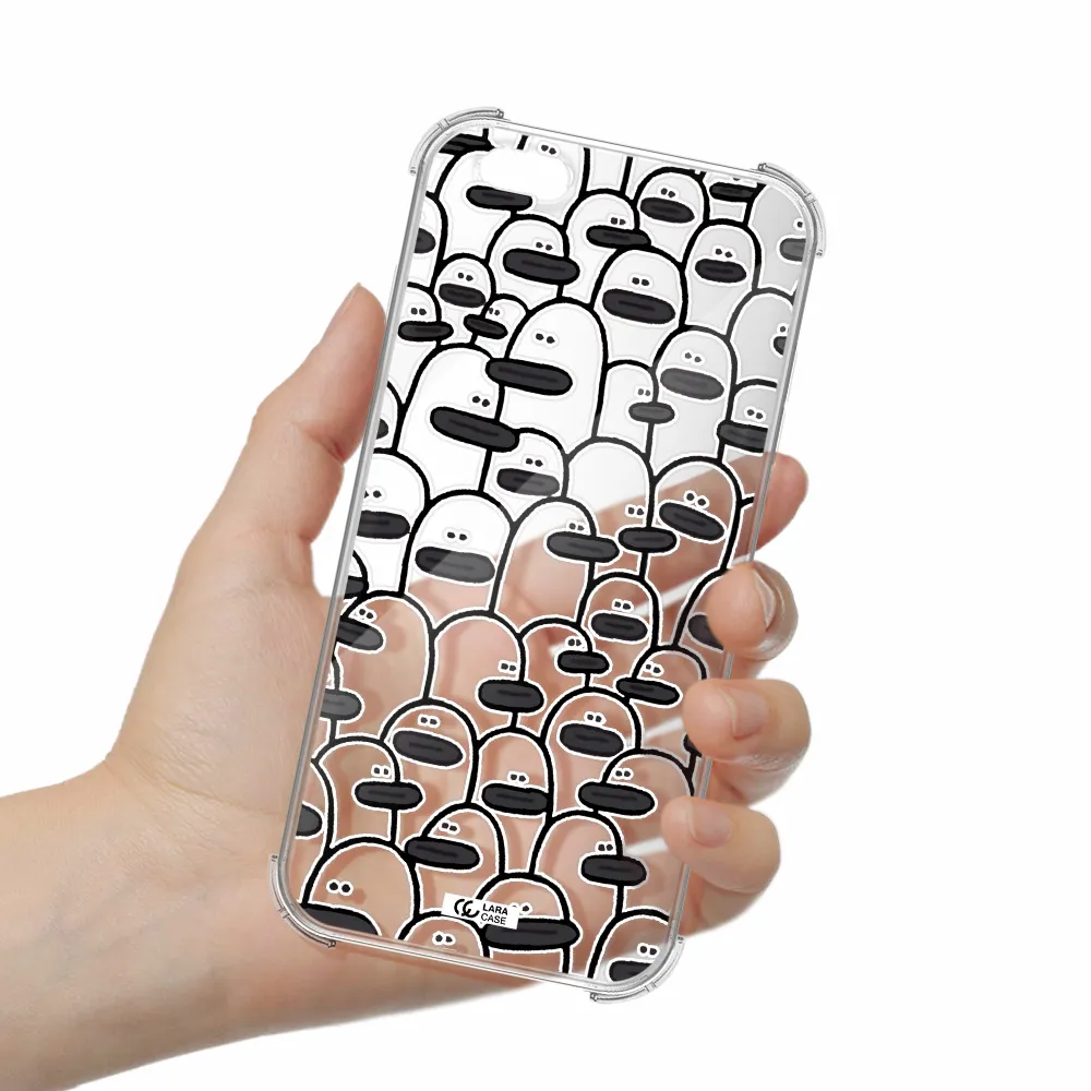 a group of white and black cartoon characters Apple iPhone 6S Clear PC Case