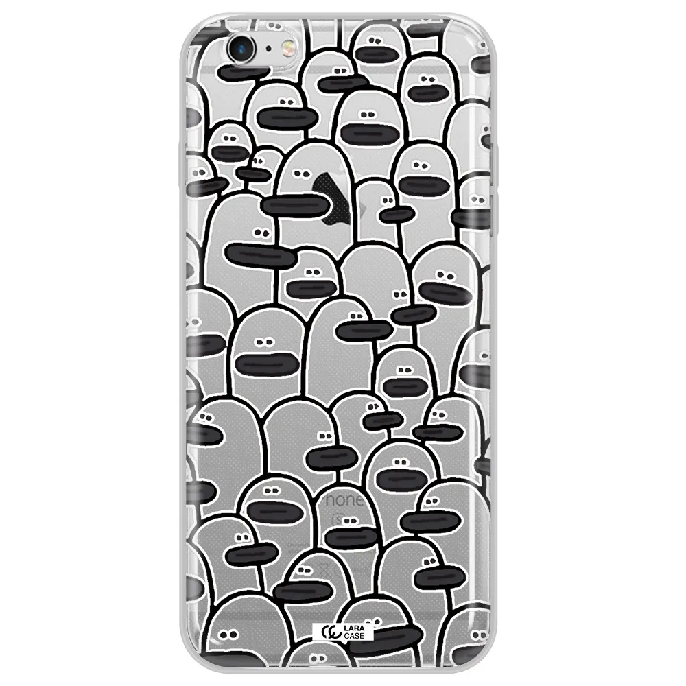 a group of white and black cartoon characters Apple iPhone 6S Clear TPU Case