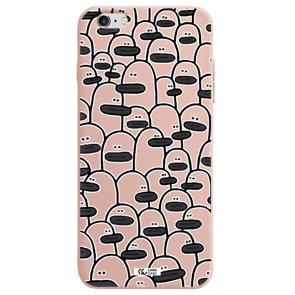 a group of white and black cartoon characters Apple iPhone 6S Silicone pastel pink Case