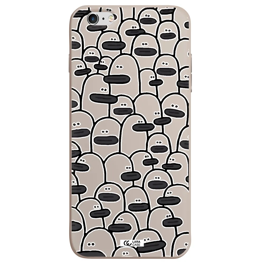 a group of white and black cartoon characters Apple iPhone 6S Silicone Stone Case