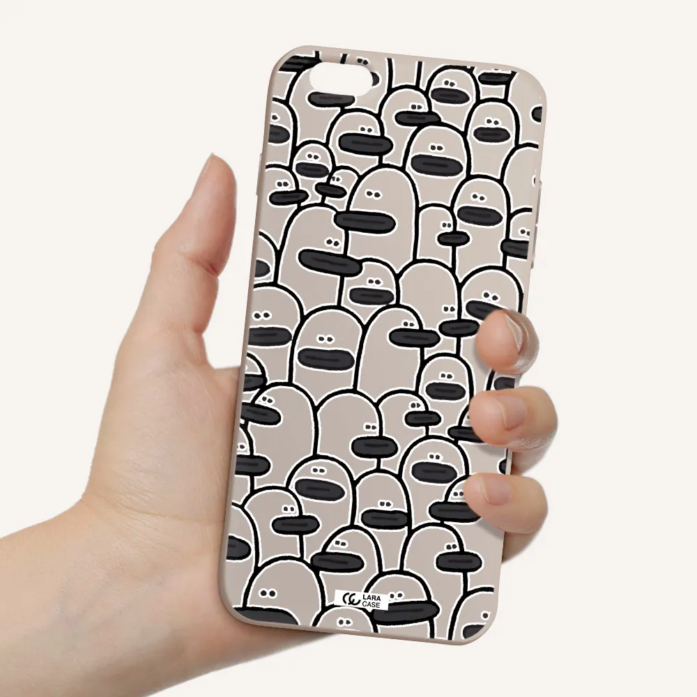 a group of white and black cartoon characters Apple iPhone 6S Silicone Stone Case