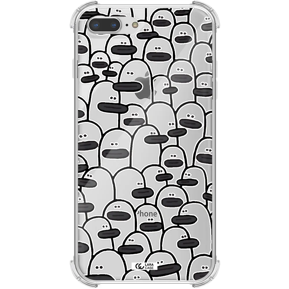 a group of white and black cartoon characters Apple iPhone 7 plus Clear PC Case