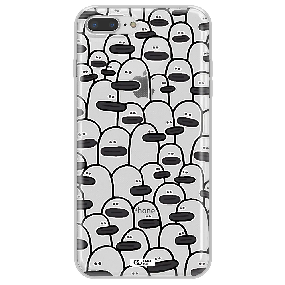 a group of white and black cartoon characters Apple iPhone 7 plus Clear TPU Case