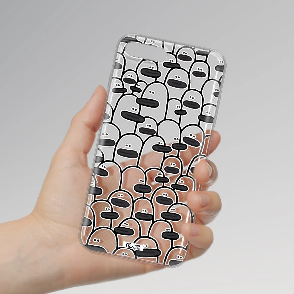 a group of white and black cartoon characters Apple iPhone 7 plus Clear TPU Case