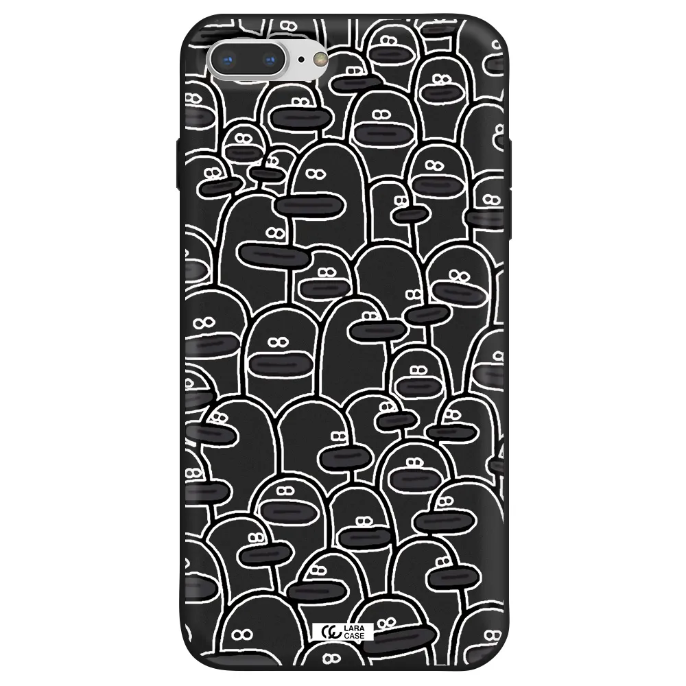 a group of white and black cartoon characters Apple iPhone 7 plus Silicone black Case