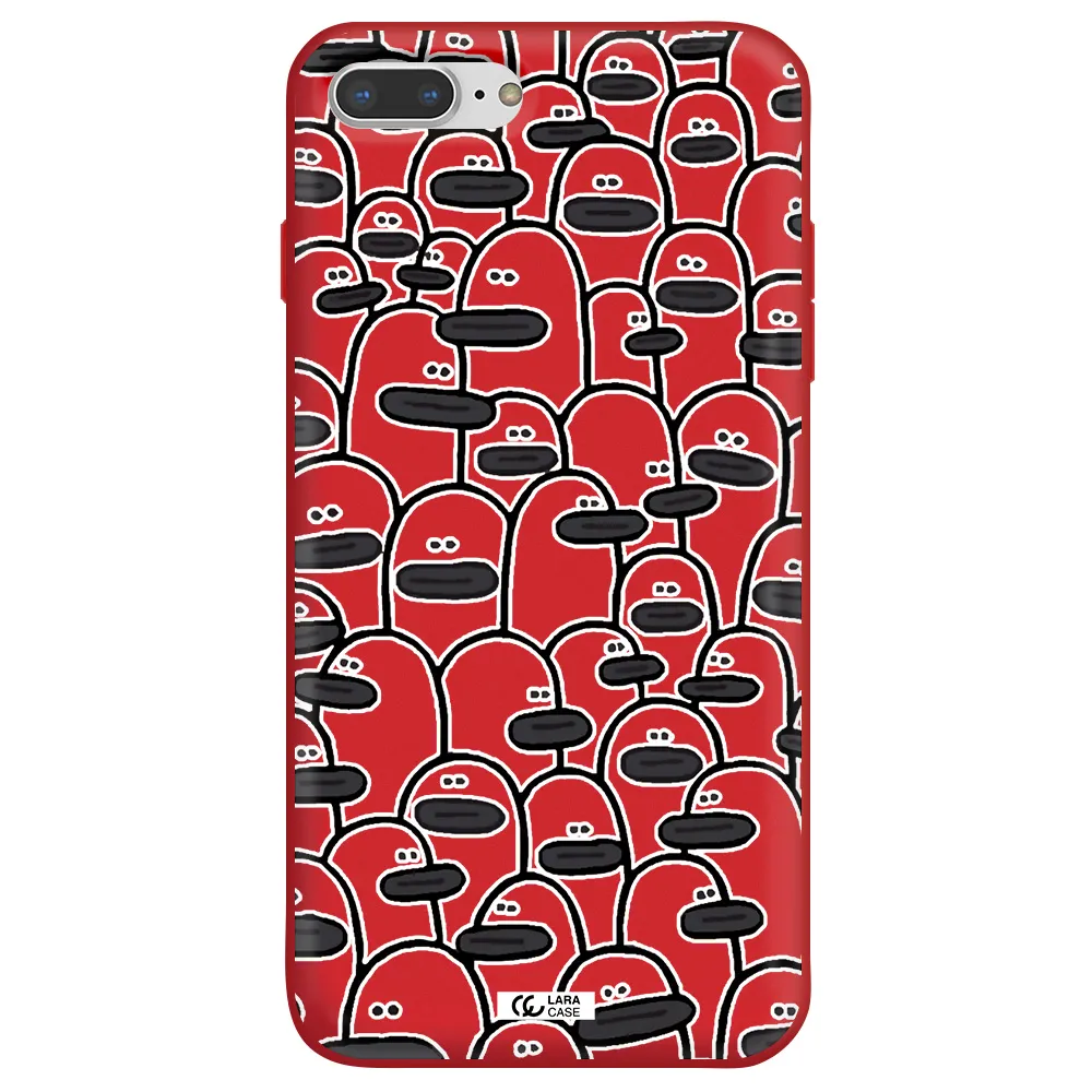 a group of white and black cartoon characters Apple iPhone 7 plus Silicone Imperial Red Case