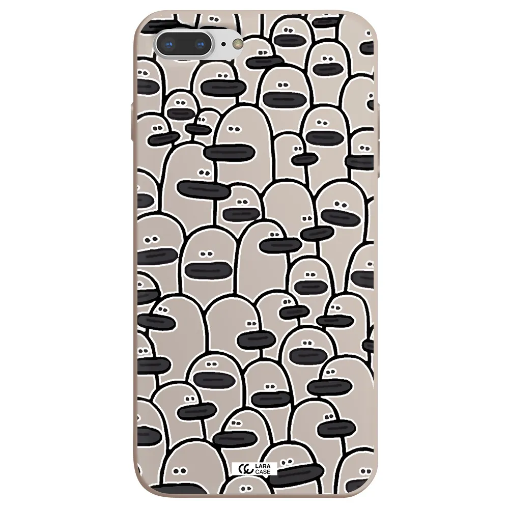 a group of white and black cartoon characters Apple iPhone 7 plus Silicone Stone Case