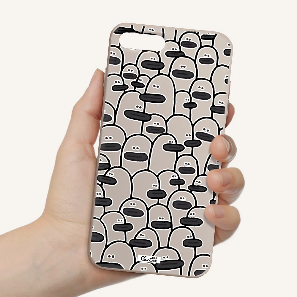 a group of white and black cartoon characters Apple iPhone 7 plus Silicone Stone Case