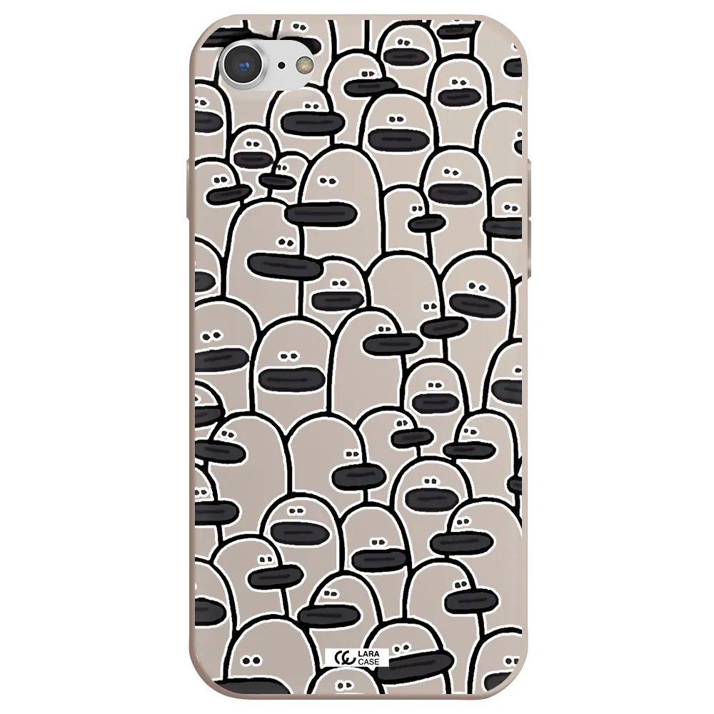 a group of white and black cartoon characters Apple iPhone 7 Silicone Stone Case