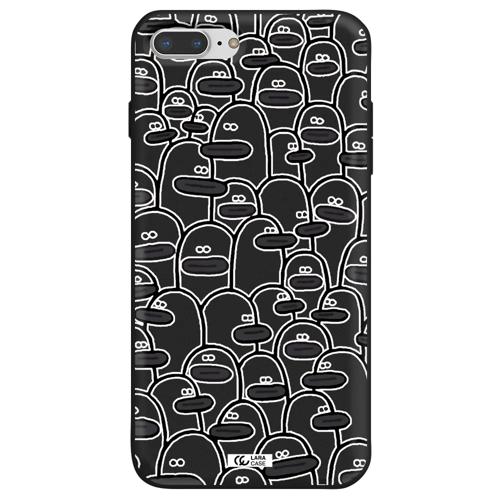 a group of white and black cartoon characters Apple iPhone 8 plus Silicone black Case