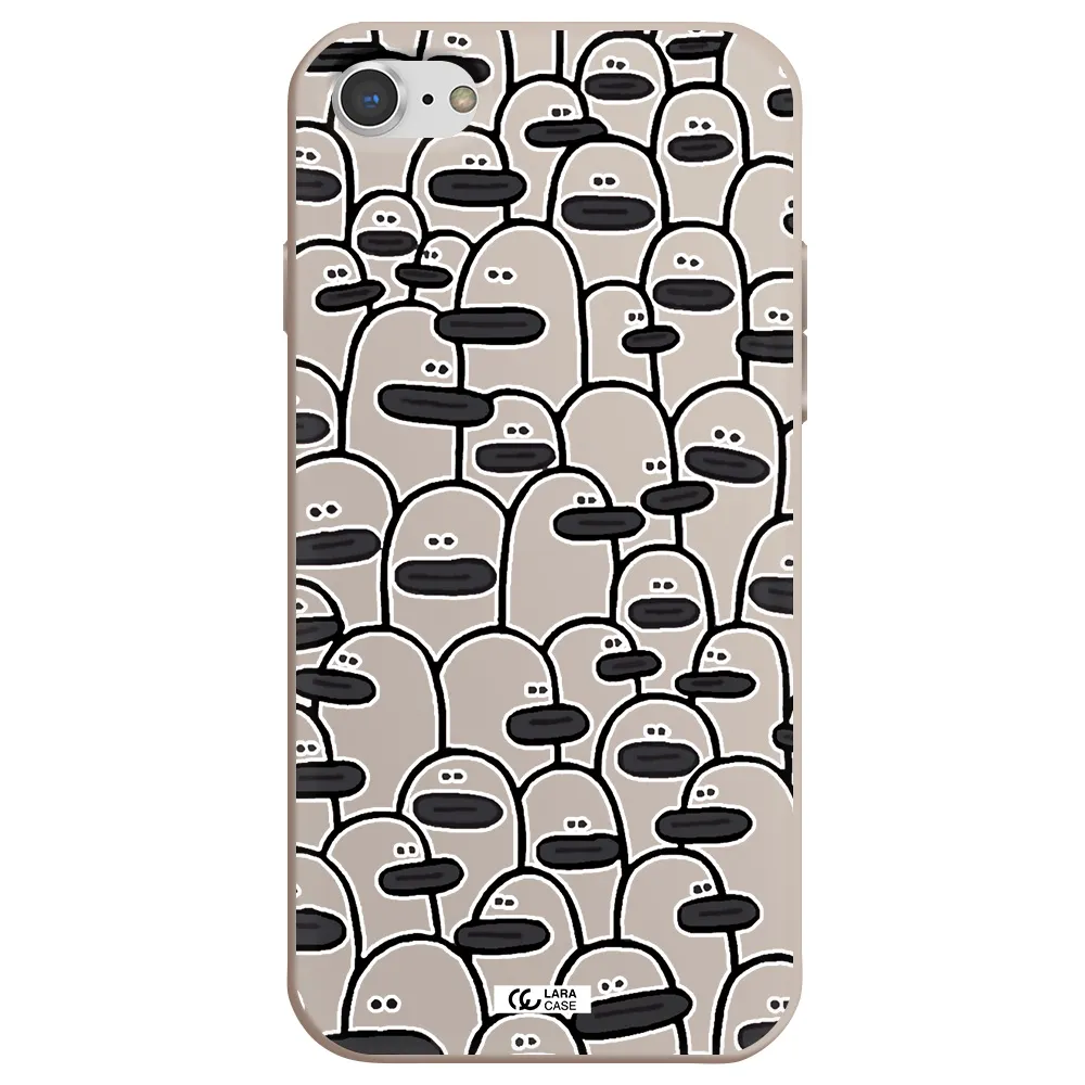 a group of white and black cartoon characters Apple iPhone 8 Silicone Stone Case