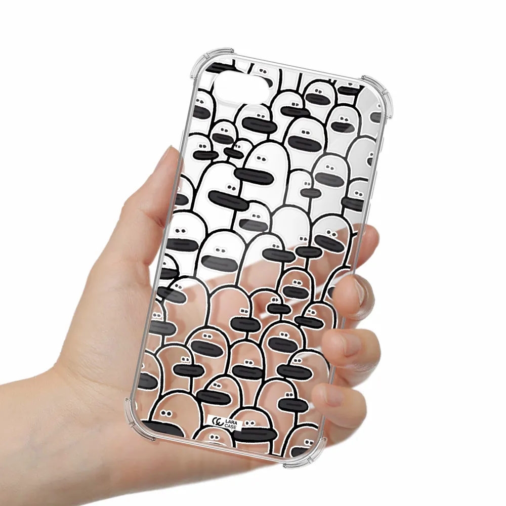 a group of white and black cartoon characters Apple iPhone se 2020 Clear PC Case
