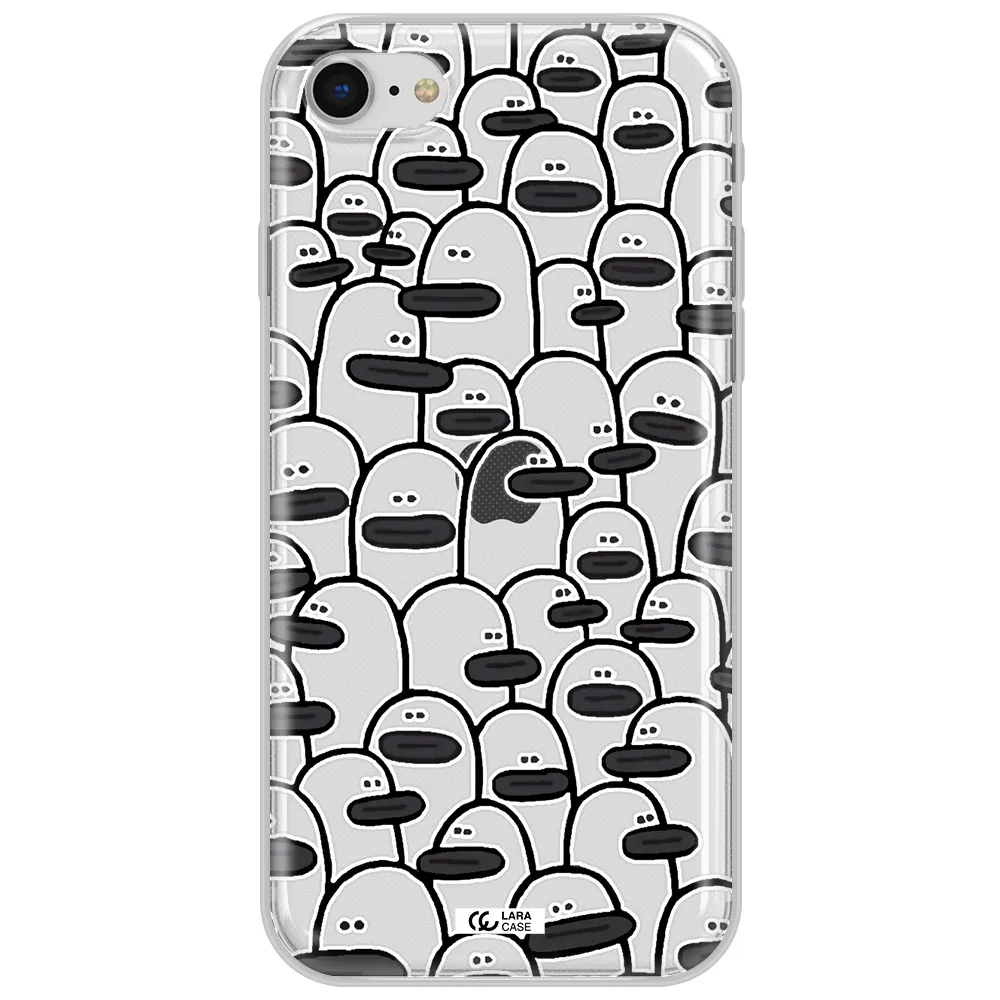 A Group Of White And Black Cartoon Characters Apple Iphone Se 2020 Clear Tpu Case