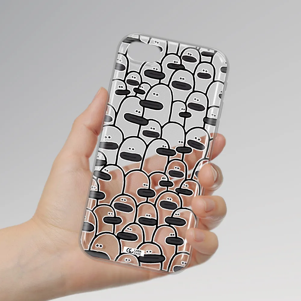 A Group Of White And Black Cartoon Characters Apple Iphone Se 2020 Clear Tpu Case