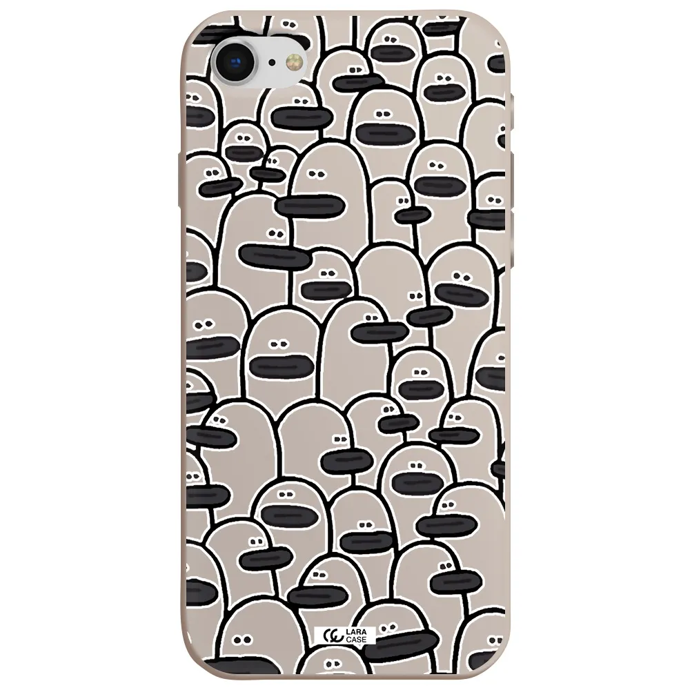 a group of white and black cartoon characters Apple iPhone se 2020 Silicone Stone Case